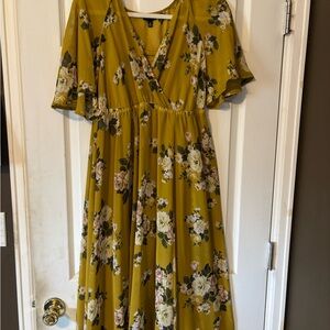 Torrid Floral High Low Dress in Mustard
